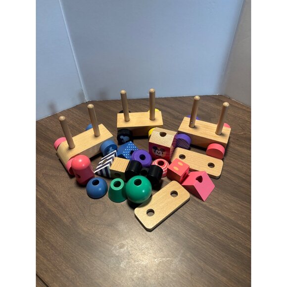 Disney Wooden Stacking Train Toy  Mickey Mouse Wood Block Set Kids Pretend Play - Picture 2 of 8